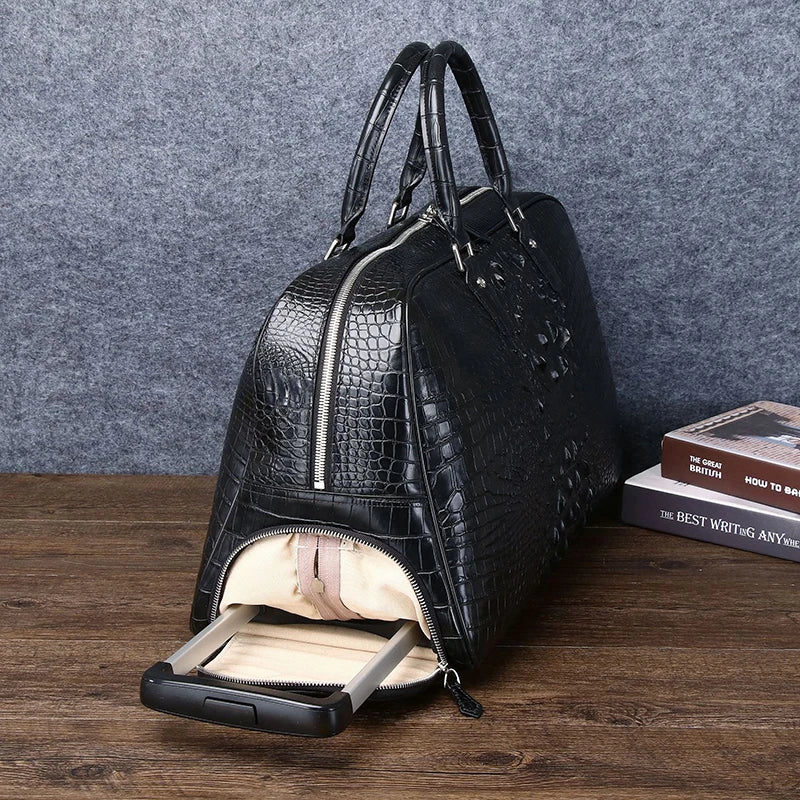 Genuine leather Men's Travel Bag, Business Trolley luxury Handbag,