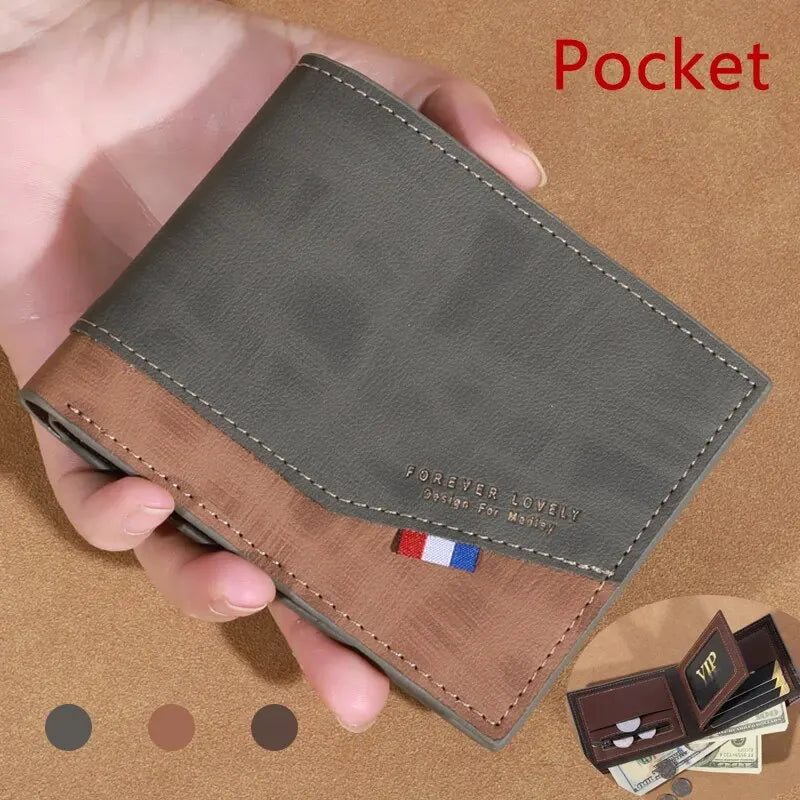 Men's High-capacity Leather Wallet, Small Multi Slot Photo Wallet for