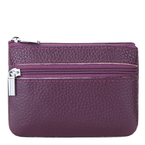 Leather 2 Zipper Coin Purse Wallet With Card Slots, Coin Organizer,