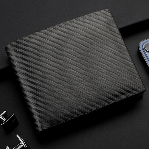 New Carbon Fiber Short Wallet Men's Card Bag Integrated Zipper Change