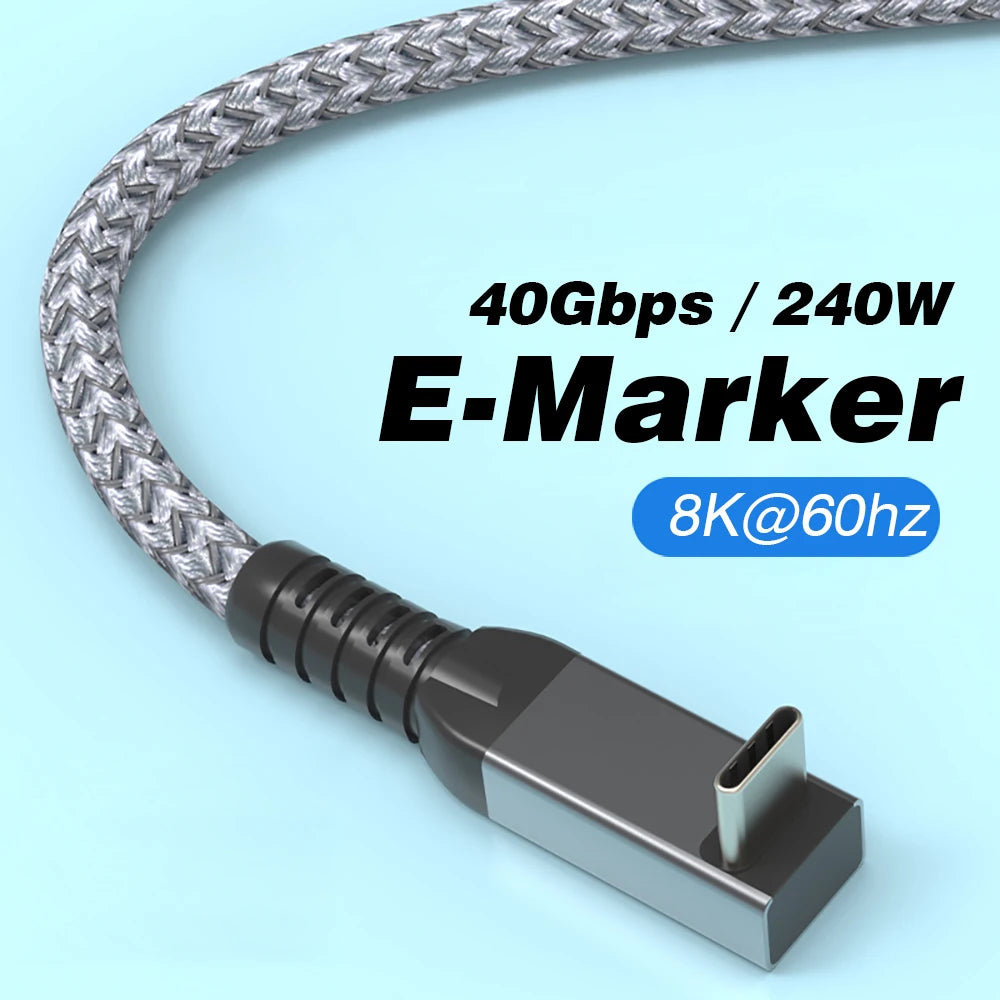 Thunderbolt USB 4 90 degree Angle Cable 40Gbps USB4 Elbow Type C