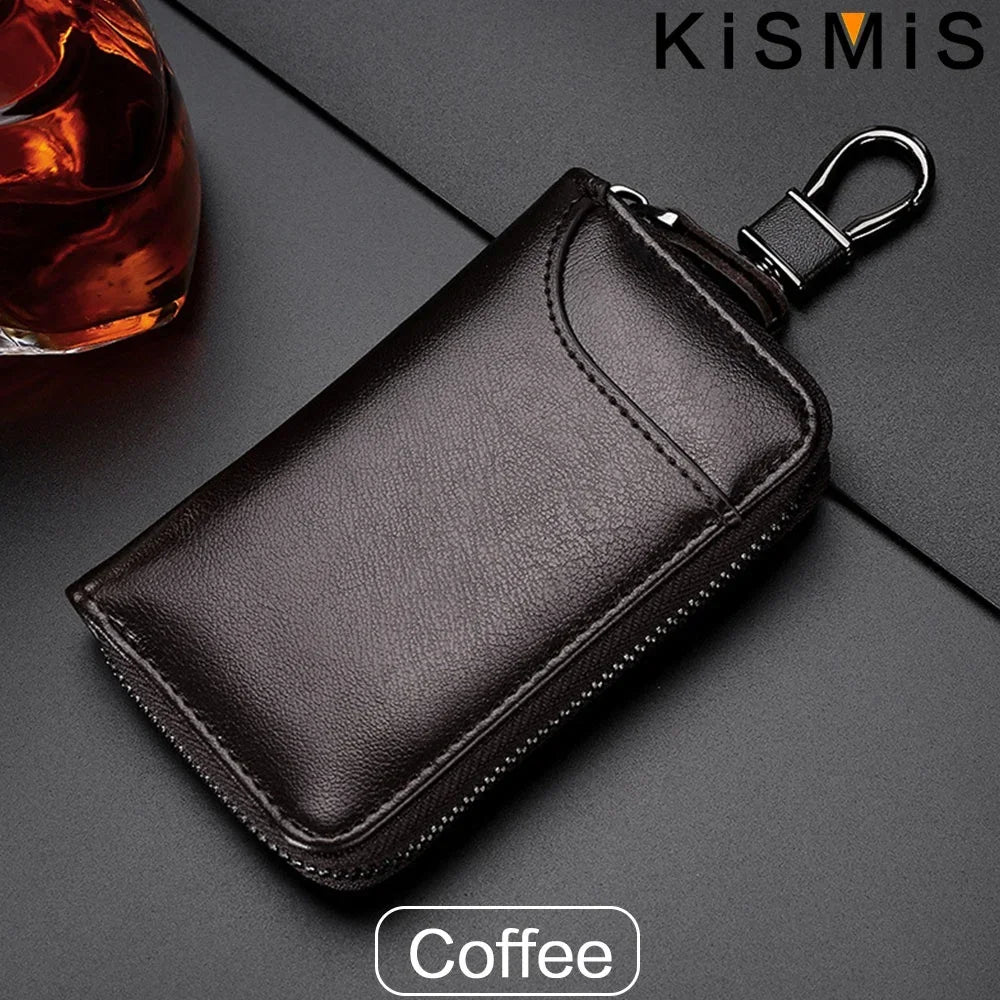 Genuine Leather KeyChain Unisex Key Bag Multifunction Organizer Wallet