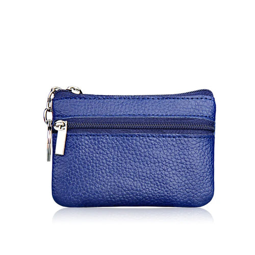 Leather 2 Zipper Coin Purse Wallet With Card Slots, Coin Organizer,