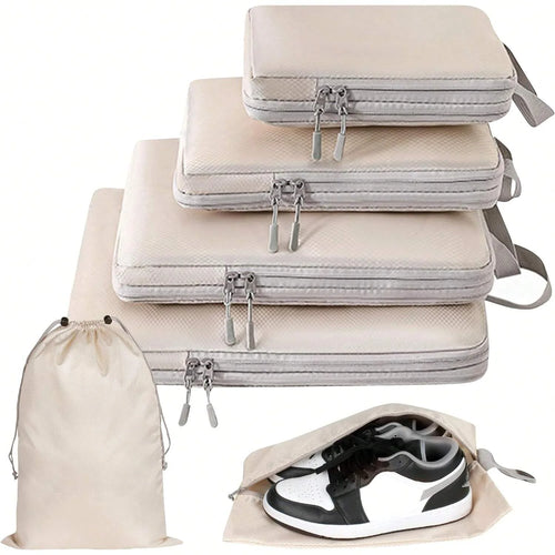 4 pcs/set Compressible Packing Travel Storage Bag Cubes Waterproof