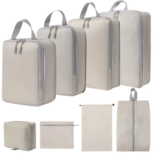 4 pcs/set Compressible Packing Travel Storage Bag Cubes Waterproof