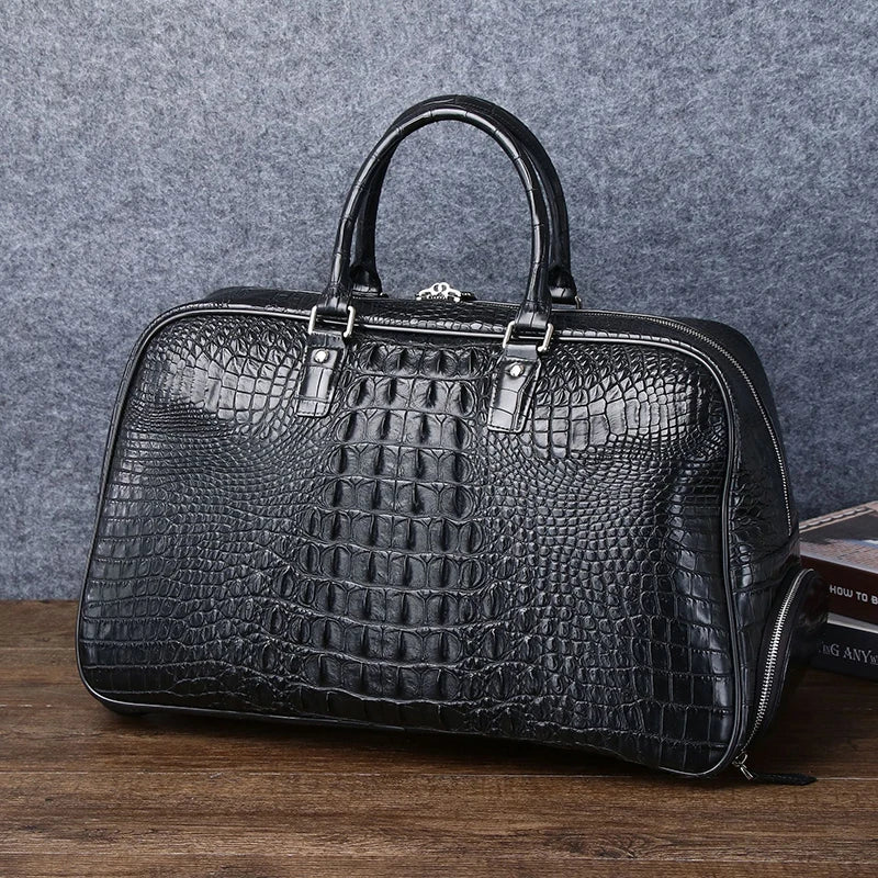 Genuine leather Men's Travel Bag, Business Trolley luxury Handbag,
