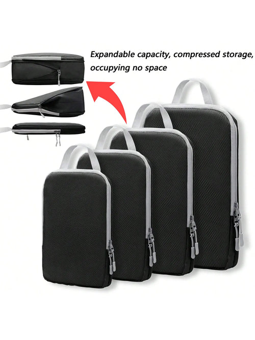 4 pcs/set Compressible Packing Travel Storage Bag Cubes Waterproof