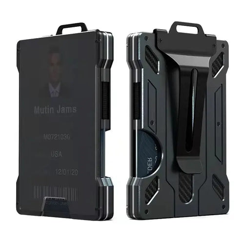 Minimalist Wallet for Men- Slim Aluminum Metal Money Clip with Clear