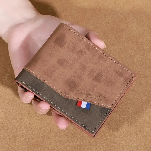Men's High-capacity Leather Wallet, Small Multi Slot Photo Wallet for