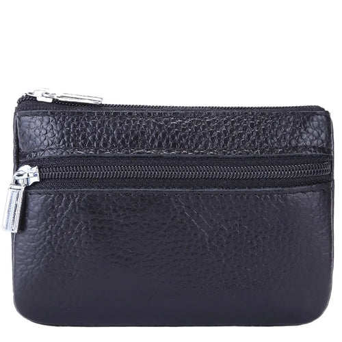 Leather 2 Zipper Coin Purse Wallet With Card Slots, Coin Organizer,