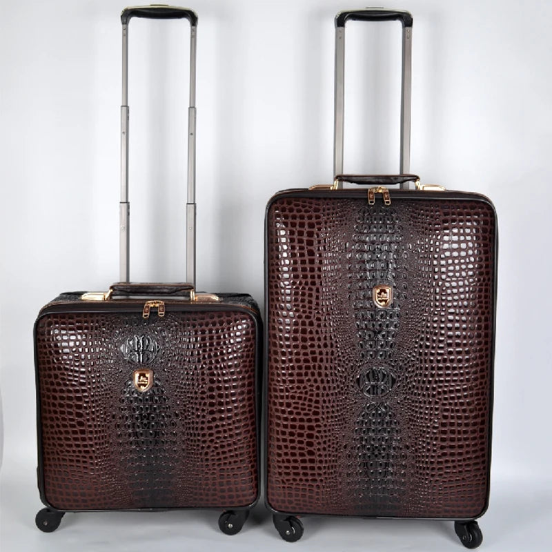 Genuine leather crocodile pattern travel luggage luxury fashion