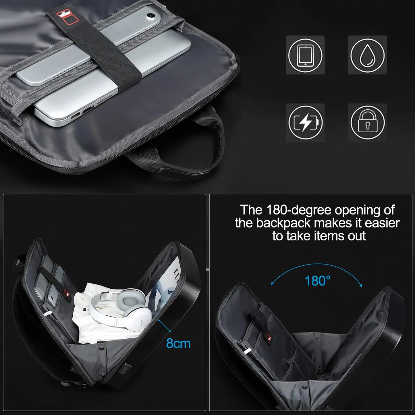 Men's 15.6" Laptop Hard Shell Backpack Waterproof Anti-theft