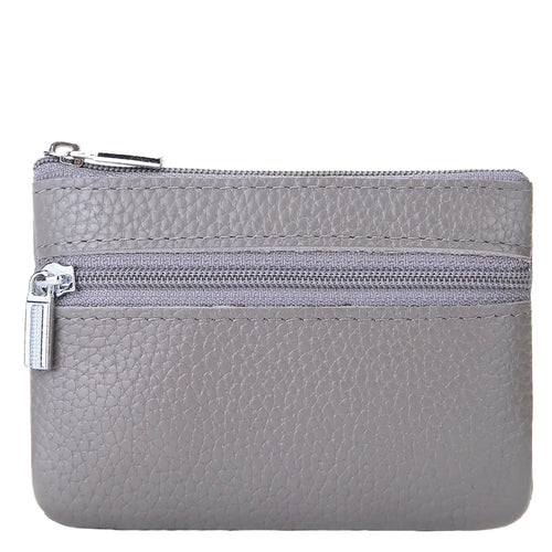 Leather 2 Zipper Coin Purse Wallet With Card Slots, Coin Organizer,