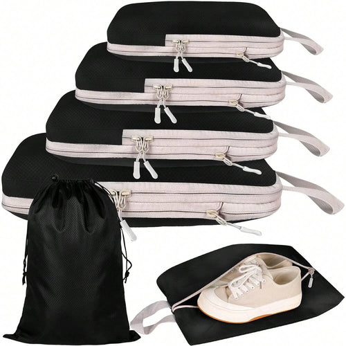 4 pcs/set Compressible Packing Travel Storage Bag Cubes Waterproof