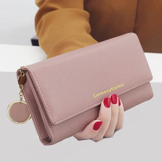 Fashion Women PU Leather Long Wallets Multi-functional Fold Purse