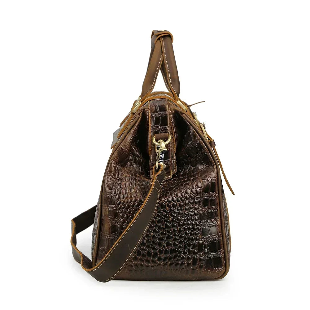 Hot Sale Luxury Design Brown Genuine Leather Bag Mens Crocodile