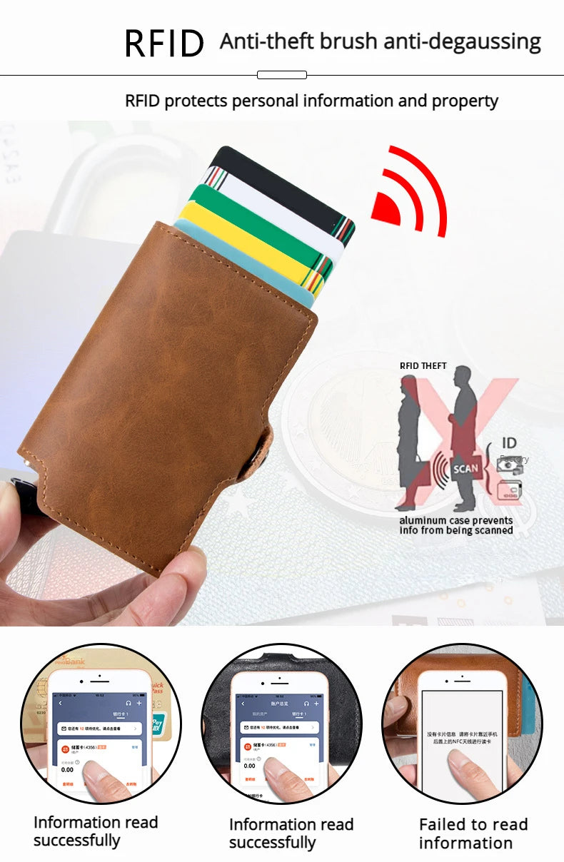 Mens Slim Wallet with Money Clip Pop up RFID Blocking Credit Card