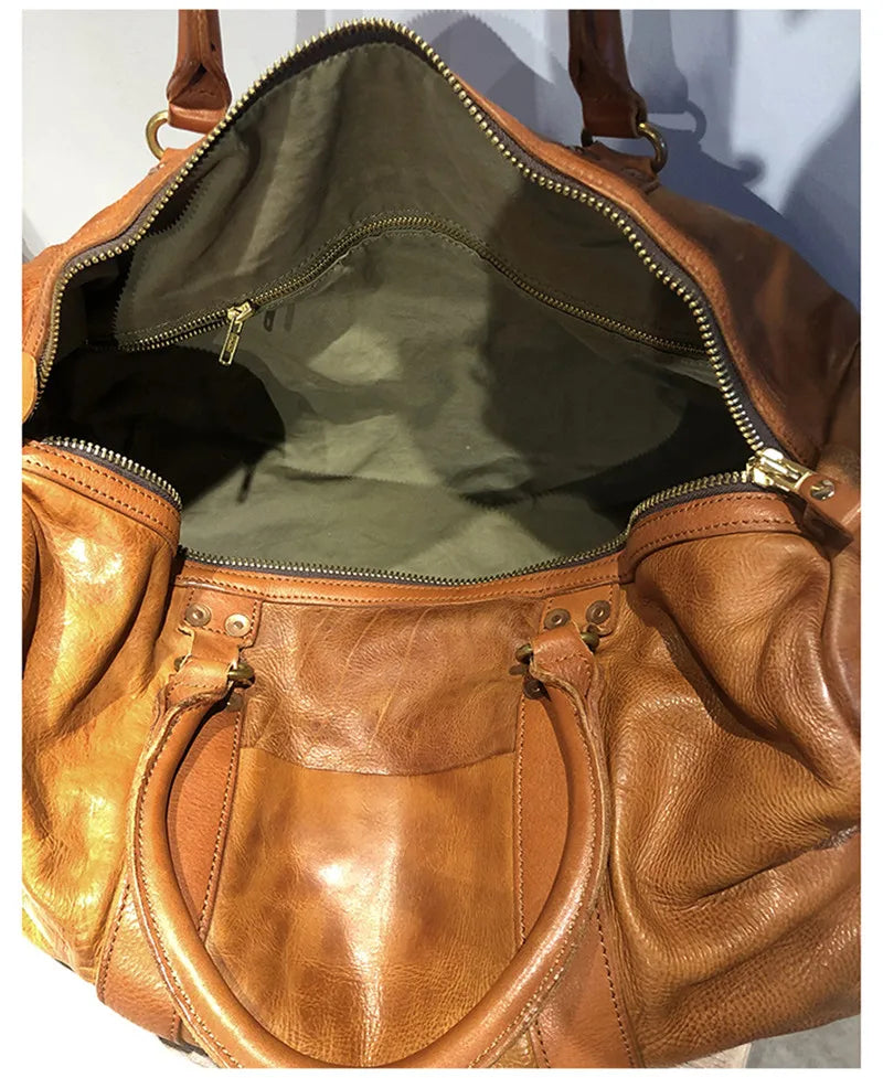 PNDME Vintage Luxury Natural Genuine Leather Men's Large-capacity