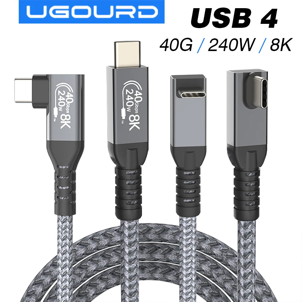 Thunderbolt USB 4 90 degree Angle Cable 40Gbps USB4 Elbow Type C