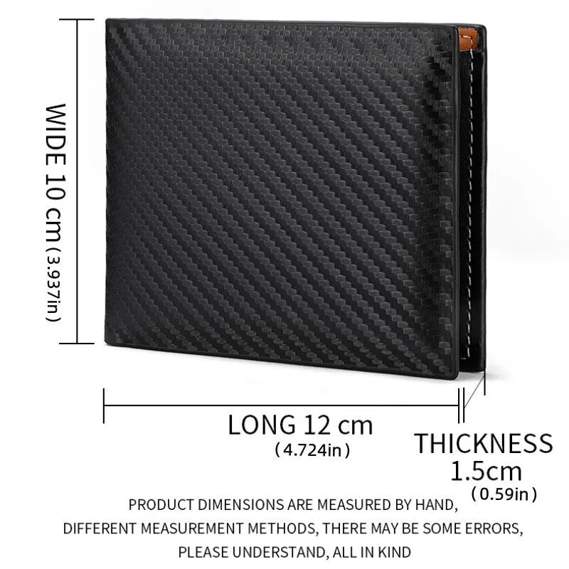 New Carbon Fiber Short Wallet Men's Card Bag Integrated Zipper Change