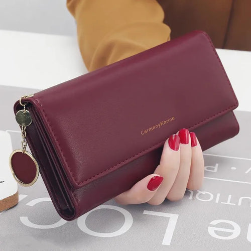 Fashion Women PU Leather Long Wallets Multi-functional Fold Purse