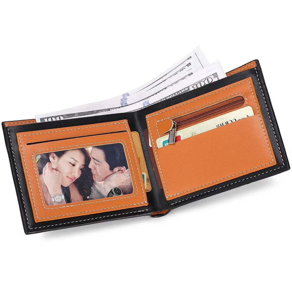 New Carbon Fiber Short Wallet Men's Card Bag Integrated Zipper Change