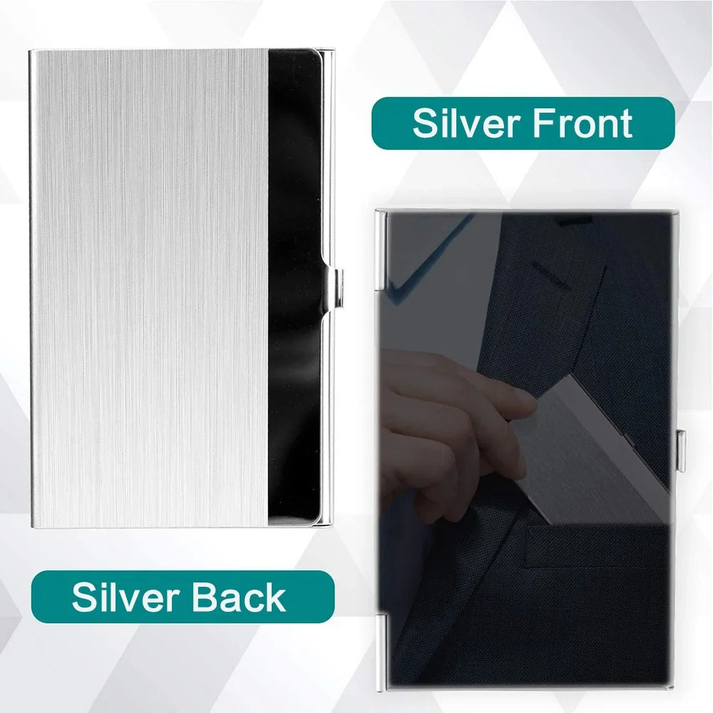 Metal Business Card Holder - Slim Pocket Business Card Case for Men &