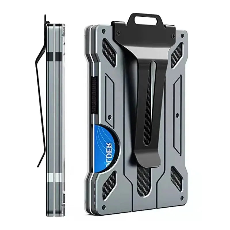 Minimalist Wallet for Men- Slim Aluminum Metal Money Clip with Clear