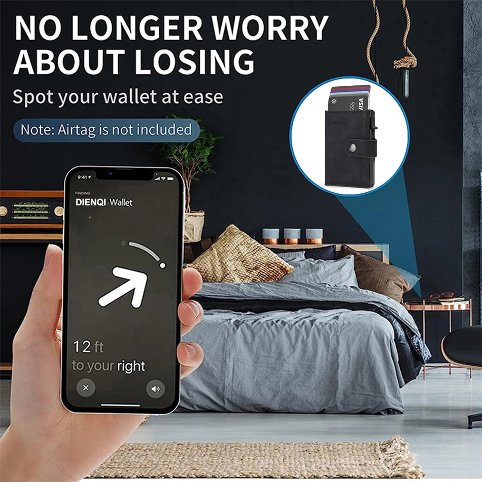 Rfid Carbon Fiber Men Wallets for Airtag Luxury Slim Mini Credit Card