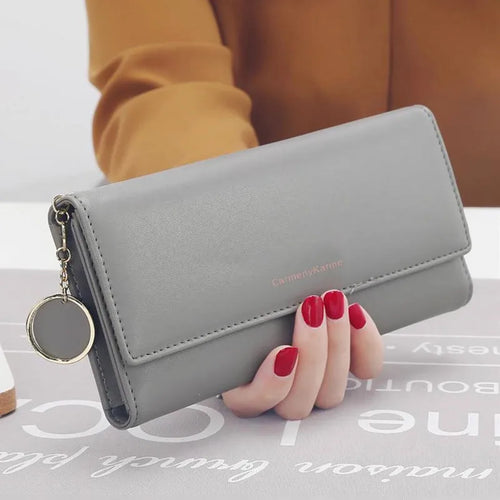 Fashion Women PU Leather Long Wallets Multi-functional Fold Purse