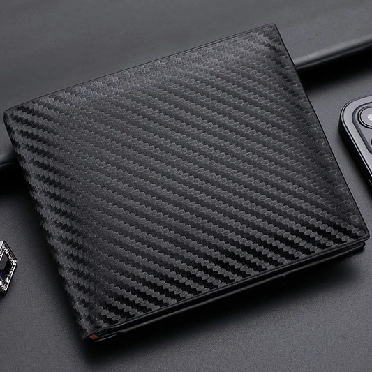 New Carbon Fiber Short Wallet Men's Card Bag Integrated Zipper Change