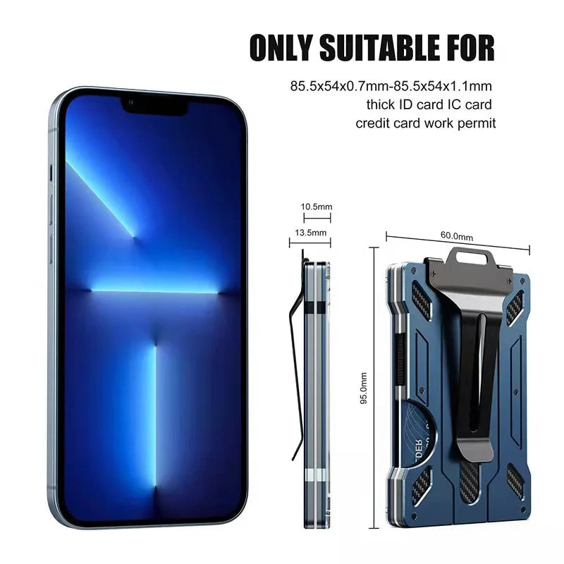 Minimalist Wallet for Men- Slim Aluminum Metal Money Clip with Clear