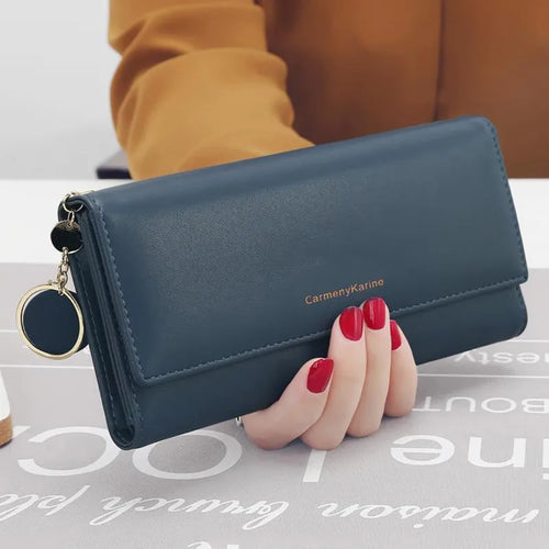 Fashion Women PU Leather Long Wallets Multi-functional Fold Purse