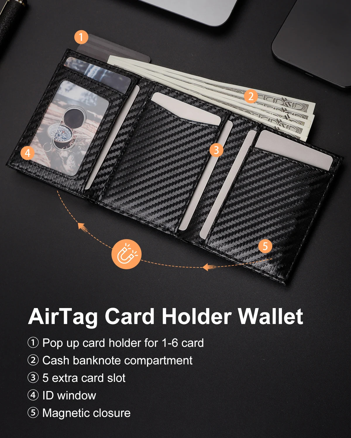 Mens Wallet Card Holder RFID Pop Up Wallet for Men Slim Minimalist