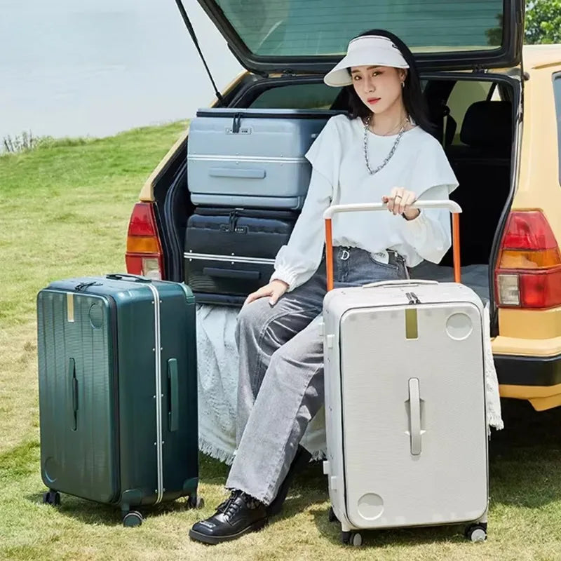 Luxury Valise PC Trolley Suitcases Travel Bag Custom Cup Holder Large