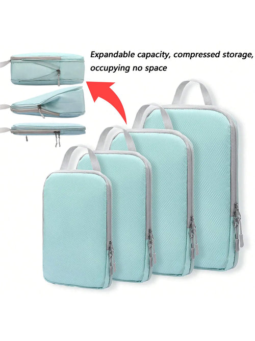 4 pcs/set Compressible Packing Travel Storage Bag Cubes Waterproof