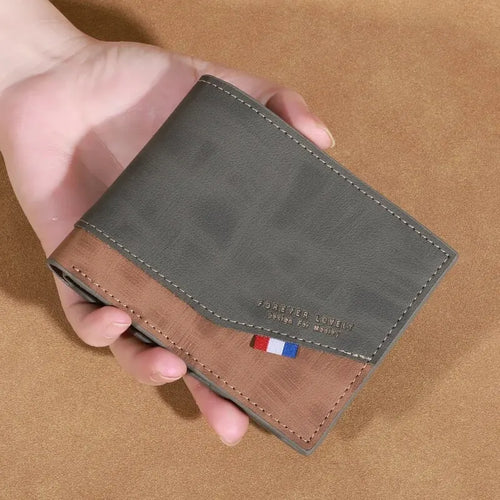 Men's High-capacity Leather Wallet, Small Multi Slot Photo Wallet for