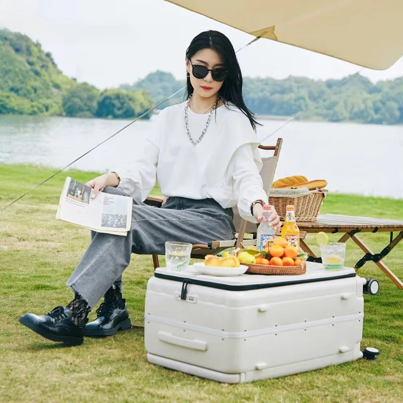 Luxury Valise PC Trolley Suitcases Travel Bag Custom Cup Holder Large