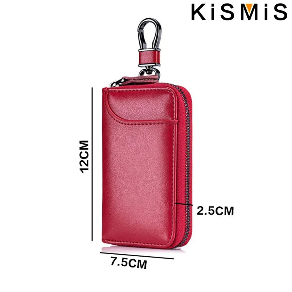 Genuine Leather KeyChain Unisex Key Bag Multifunction Organizer Wallet