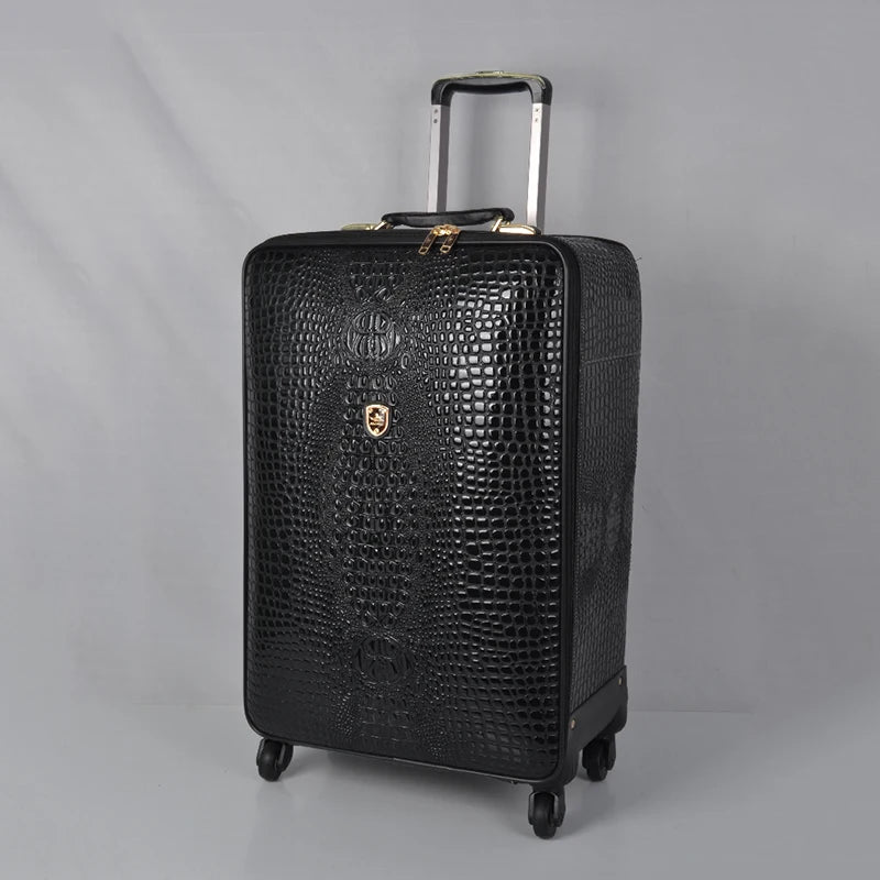Genuine leather crocodile pattern travel luggage luxury fashion