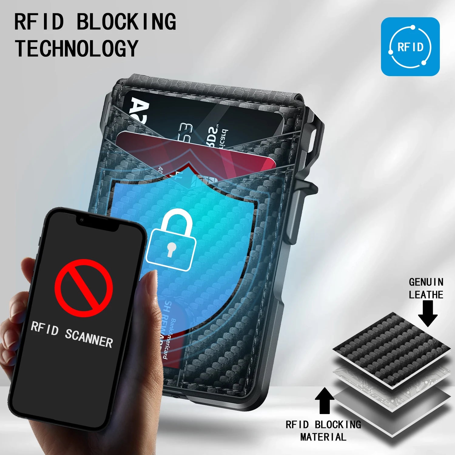 Mens Wallet Tactical Bifold Wallets for Men Metal RFID Blocking