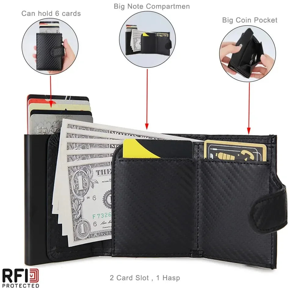 Rfid Microfiber Leather Men Wallets Fashion Card Holder Trifold Wallet