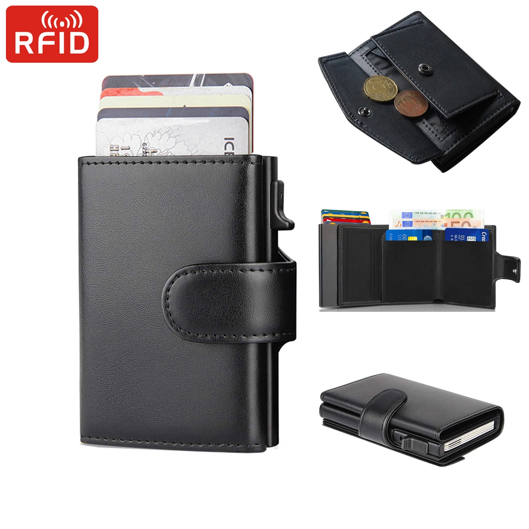 Rfid Microfiber Leather Men Wallets Fashion Card Holder Trifold Wallet