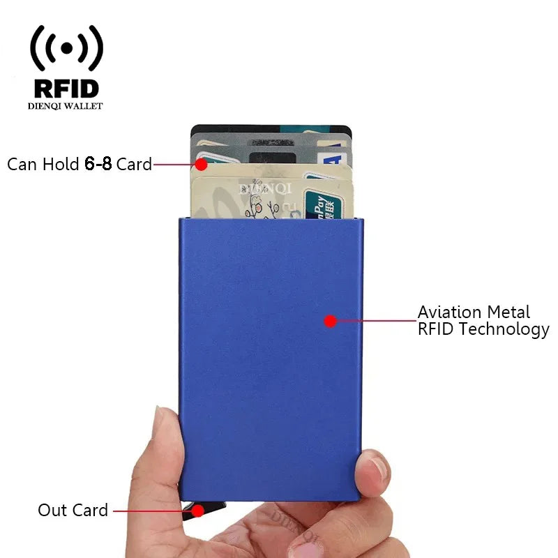 Rfid Credit Card Holder Metal Thin Slim Smart Wallet Men Women Wallets
