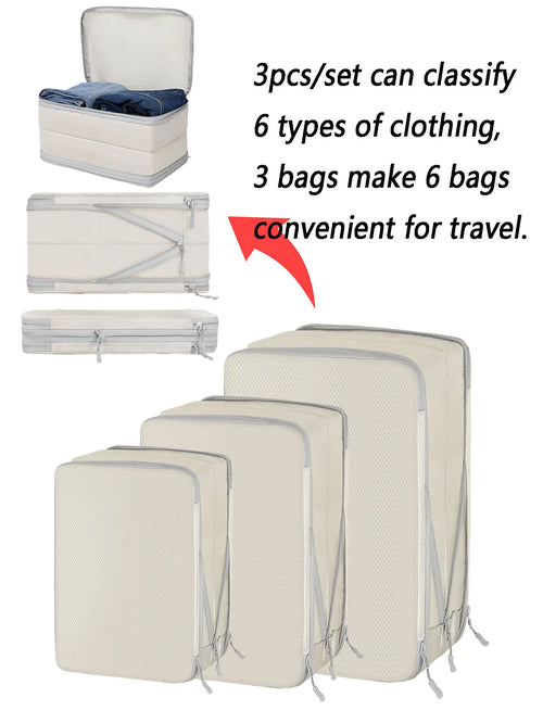 4 pcs/set Compressible Packing Travel Storage Bag Cubes Waterproof