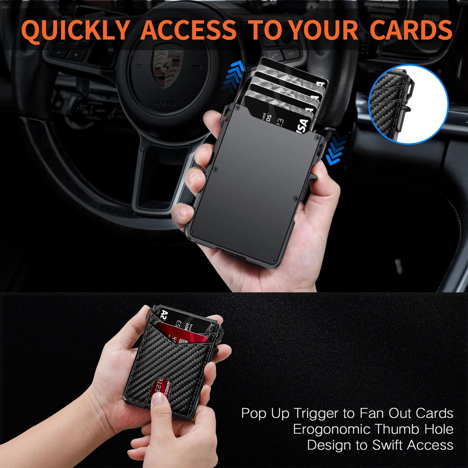 Mens Wallet Tactical Bifold Wallets for Men Metal RFID Blocking