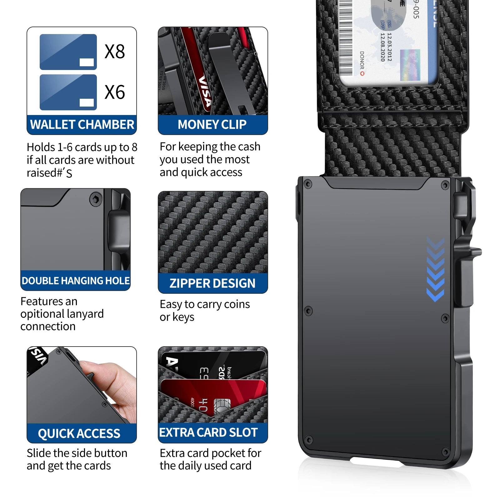 Mens Wallet Tactical Bifold Wallets for Men Metal RFID Blocking