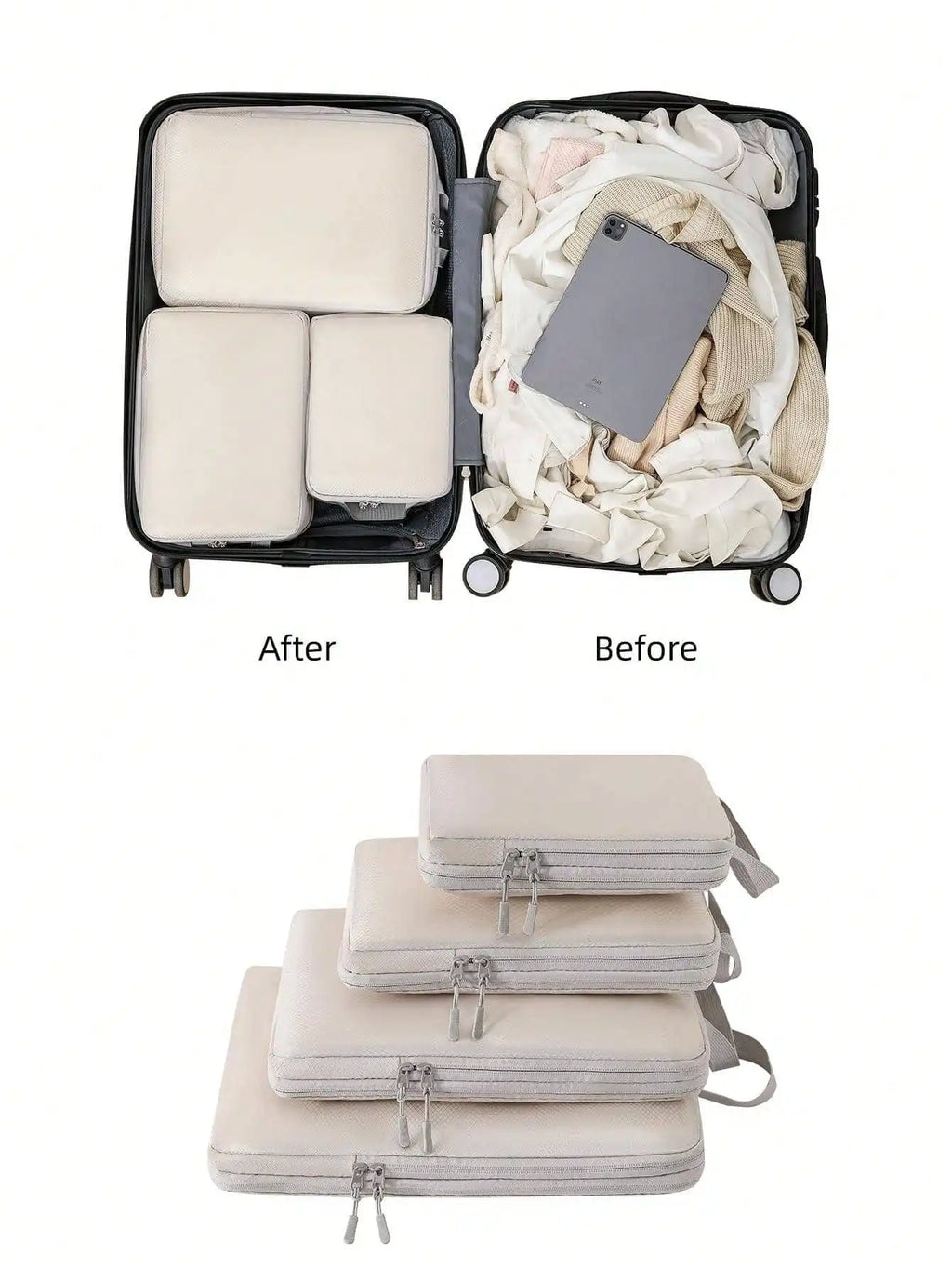 4 pcs/set Compressible Packing Travel Storage Bag Cubes Waterproof