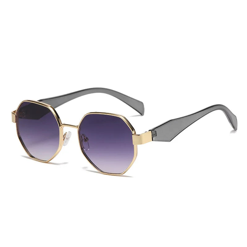 Trendy Polygonal Women's Sunglasses Men Fashion Metal Frame Driving