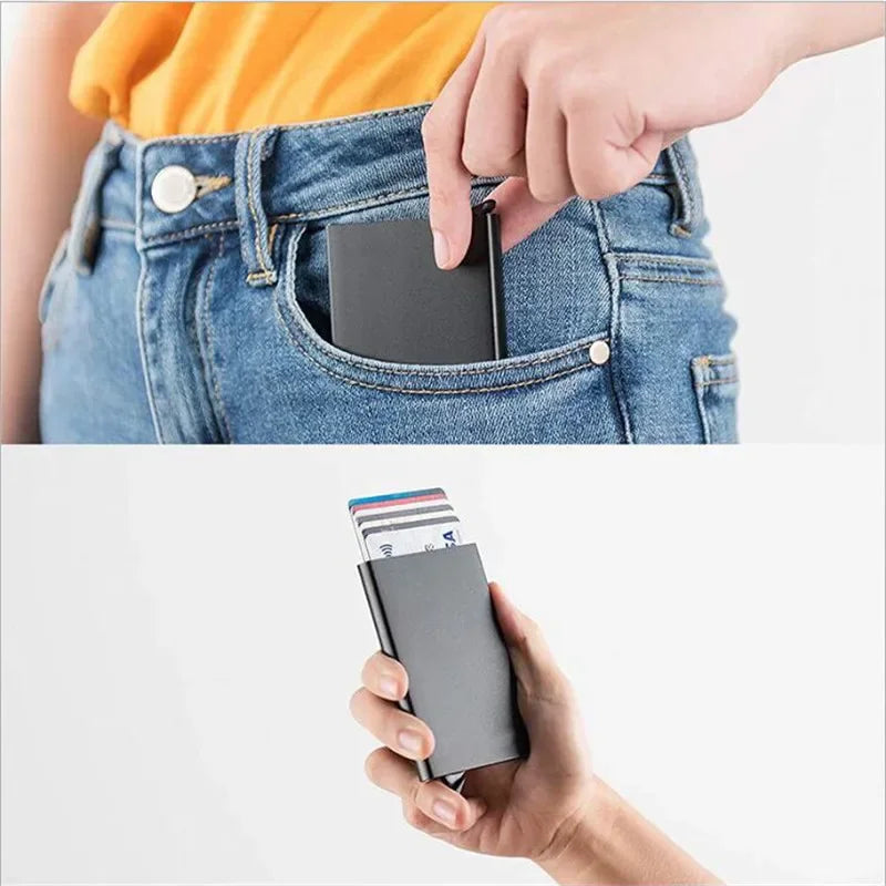 Rfid Credit Card Holder Metal Thin Slim Smart Wallet Men Women Wallets